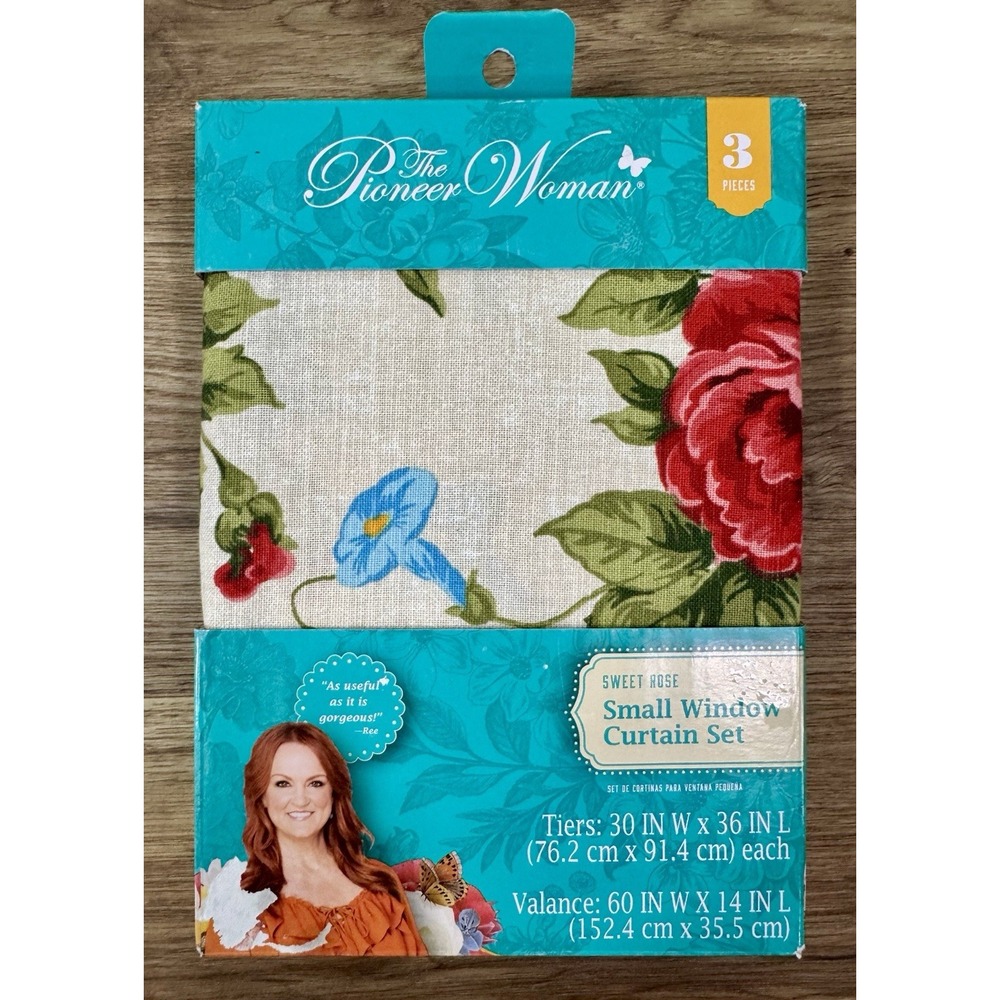 Pioneer Woman Sweet Rose Small Window Curtain Set 3 Pc Floral Cottagecore New